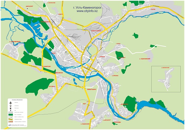 Минисхема города Усть-Каменогорск